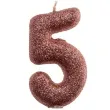 swieczka cyfra 5 glitter dekora rozowe zloto 15 cm