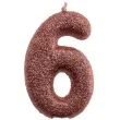 swieczka cyfra 6 glitter dekora rozowe zloto 15 cm