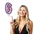 swieczka cyfra 6 imprezka ravi bialo fioletowa 7 5 cm