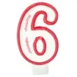 swieczka cyfra 6 wszystkiego najlepszego partypal czerwona 8 cm