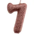 swieczka cyfra 7 glitter dekora rozowe zloto 15 cm