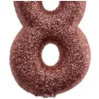 swieczka cyfra 8 glitter dekora rozowe zloto 15 cm
