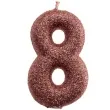 swieczka cyfra 8 glitter dekora rozowe zloto 15 cm