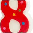 swieczka cyfra 8 w gwiazdki partypal czerwona 8 cm