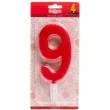 swieczka cyfra 9 giant dekora czerwona 15 cm