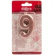 swieczka cyfra 9 glitter dekora rozowe zloto 15 cm