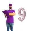 swieczka cyfra 9 partypal rozowe zloto 10 cm