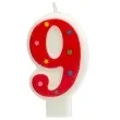 swieczka cyfra 9 w gwiazdki partypal czerwona 8 cm