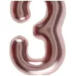 swieczka metaliczna cyfra 3 rozowe zloto santex 9 cm