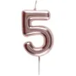 swieczka metaliczna cyfra 5 rozowe zloto santex 9 cm