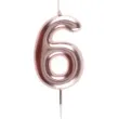swieczka metaliczna cyfra 6 rozowe zloto santex 9 cm