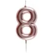 swieczka metaliczna cyfra 8 rozowe zloto santex 9 cm