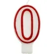 swieczka na tort 0 godan czerwony kontur 7 cm