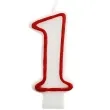 swieczka na tort 1 godan czerwony kontur 7 cm