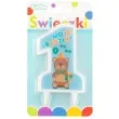 swieczka na tort 1 mam roczek niebieska 10 cm
