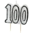 swieczka na tort 100 urodziny glitz biala brokatowa unique 6 cm