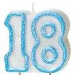 swieczka na tort 18 unique niebieska brokatowa 6 cm