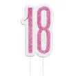 swieczka na tort 18 urodziny glitz rozowa brokatowa unique 10 cm
