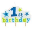 swieczka na tort 1st birthday niebieska 8 cm