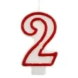 swieczka na tort 2 godan czerwony kontur 7 cm