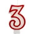 swieczka na tort 3 godan czerwony kontur 7 cm