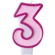 swieczka na tort 3 partydeco rozowa