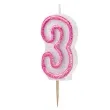 swieczka na tort 3 unique rozowa