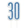 swieczka na tort 30 urodziny glitz niebieska brokatowa unique 10 cm