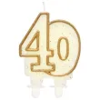 swieczka na tort 40 godan zlota z brokatem 8 cm