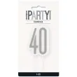 swieczka na tort 40 urodziny glitz srebrna brokatowa unique 10 cm