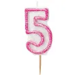 swieczka na tort 5 unique rozowa