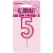 swieczka na tort 5 unique rozowa