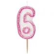 swieczka na tort 6 unique rozowa