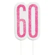 swieczka na tort 60 urodziny glitz rozowa brokatowa unique 10 cm