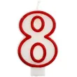 swieczka na tort 8 godan czerwony kontur 7 cm
