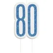 swieczka na tort 80 urodziny glitz niebieska brokatowa unique 10 cm