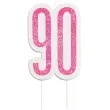 swieczka na tort 90 urodziny glitz rozowa brokatowa unique 10 cm