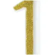 swieczka na tort cyferka 1 brokatowa zlota partypal