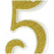 swieczka na tort cyferka 5 brokatowa zlota partypal