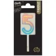 swieczka na tort cyferka 5 neon ombre godan