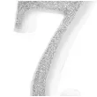 swieczka na tort cyferka 7 brokatowa srebrna partypal