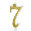 swieczka na tort cyferka 7 brokatowa zlota partypal