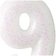 swieczka na tort cyferka 9 rozowy brokat biala amscan 6 5 cm