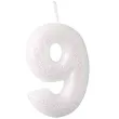 swieczka na tort cyferka 9 rozowy brokat biala amscan 6 5 cm