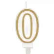 swieczka na tort cyfra 0 chique gold folat 9 cm