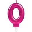 swieczka na tort cyfra 0 sparkling celebration rozowa amscan 9 cm