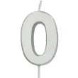 swieczka na tort cyfra 0 srebrna folat 8 cm