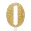 swieczka na tort cyfra 0 zlota brokatowa givi 9 5 cm