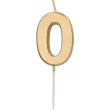 swieczka na tort cyfra 0 zloty folat 8 cm