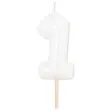 swieczka na tort cyfra 1 bialy perlowy givi 8 cm